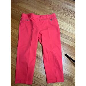Vtg Chaus Coral Cropped Pants with Silver Zipper Accents Cuffed Cropped 16